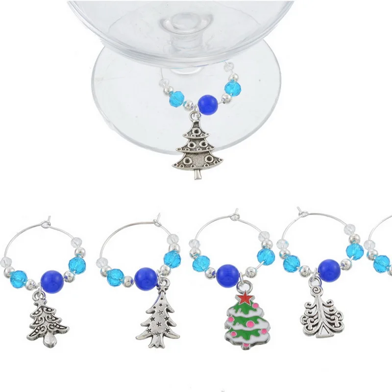 Christmas Table Decorations Gift Wine Charms Reindeer Snowflake Crystal Marker Pendant 6 Pcs/Set | Дом и сад