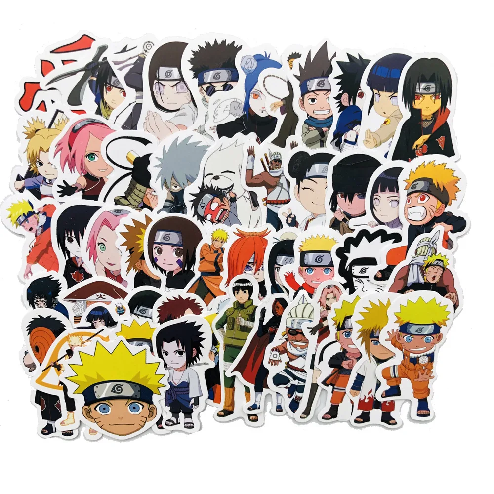 50Pcs Sticker Japan Anime Naruto Stickers Cartoon for Snowboard Laptop Luggage Fridge Car- Styling Vinyl Decal Stickers
