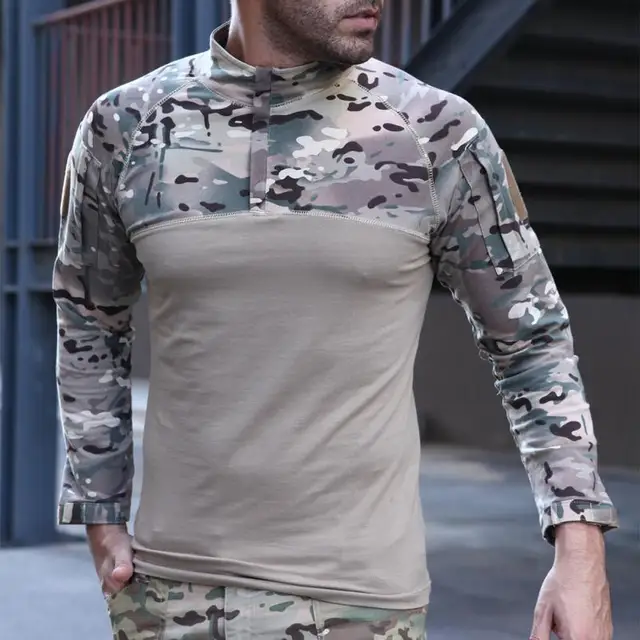 US $5.35 Camouflage Hiking TShirt Tops Men Army Shirt Green Tactical T Shirts Long Sleeve Autumn Sports Hun