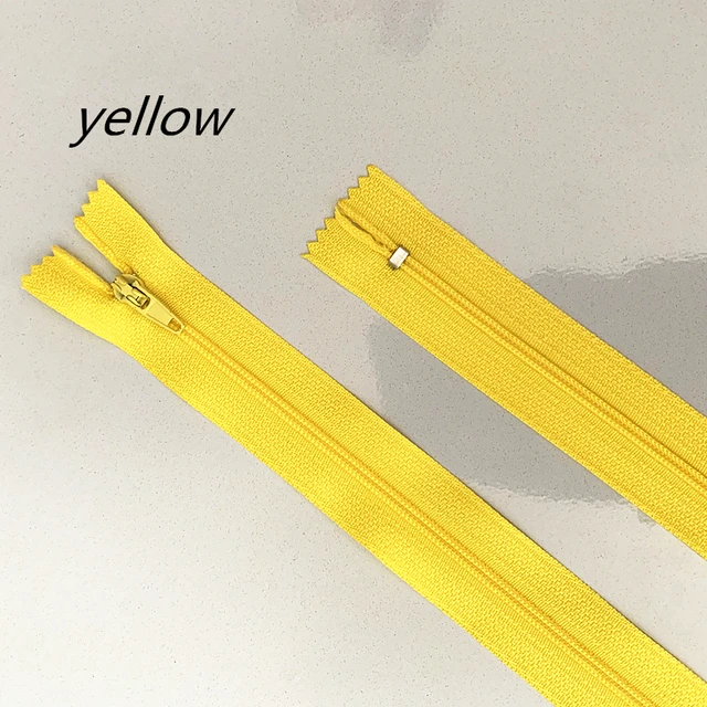 10pcs 10-60cm (4inch-24 Inch) Nylon Coil Zippers Tailor Sewer Craft Crafter's  (20 colors) Yellow