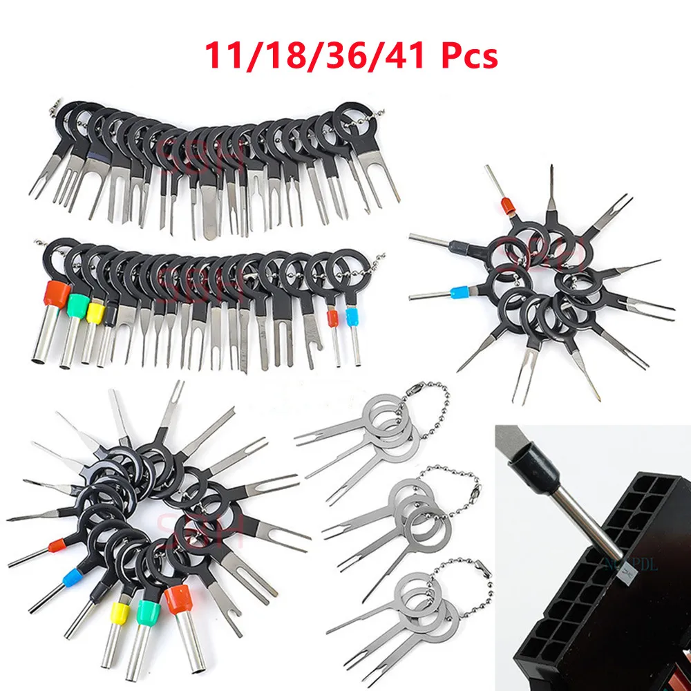 11/18/36/41pcs Car Terminal Removal Tool Wire Plug Connector Extractor