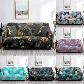 

Tropical Leaf Sofa Cover Cotton Set Elastic Couch Cover Sofa Covers for Living Room Pets Cubre sofa Sofa Towel 1/2/3/4-Seater