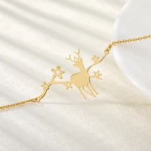 Модный сладкий Рождественский подарок Sika браслет «Олень» для женщин и девочек Детские амулеты золотой тон животное Металл Снежинка ювелирные изделия ручной работы