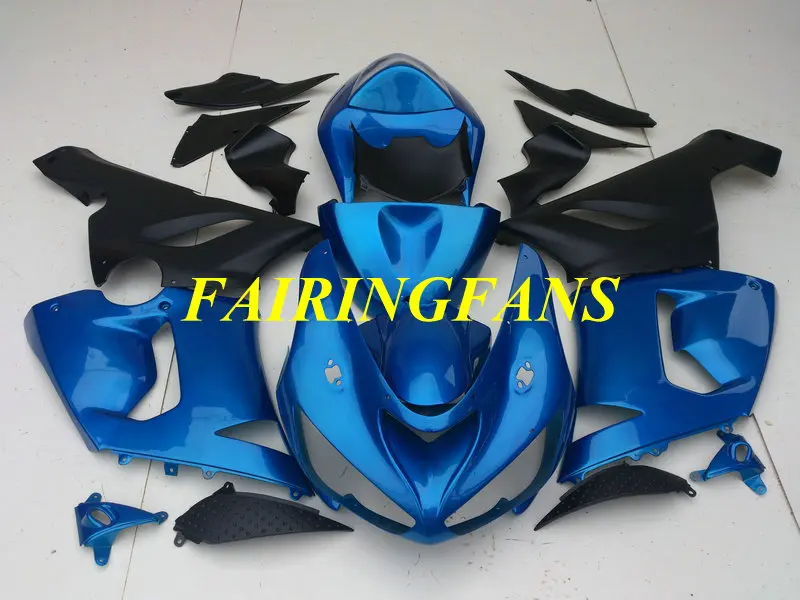 Мотоцикл обтекатель тела комплект для KAWASAKI Ninja ZX6R 636 05 06 ZX 6R 2005 2006 ABS черно-голубые Обтекатели кузова+ подарки KJ21