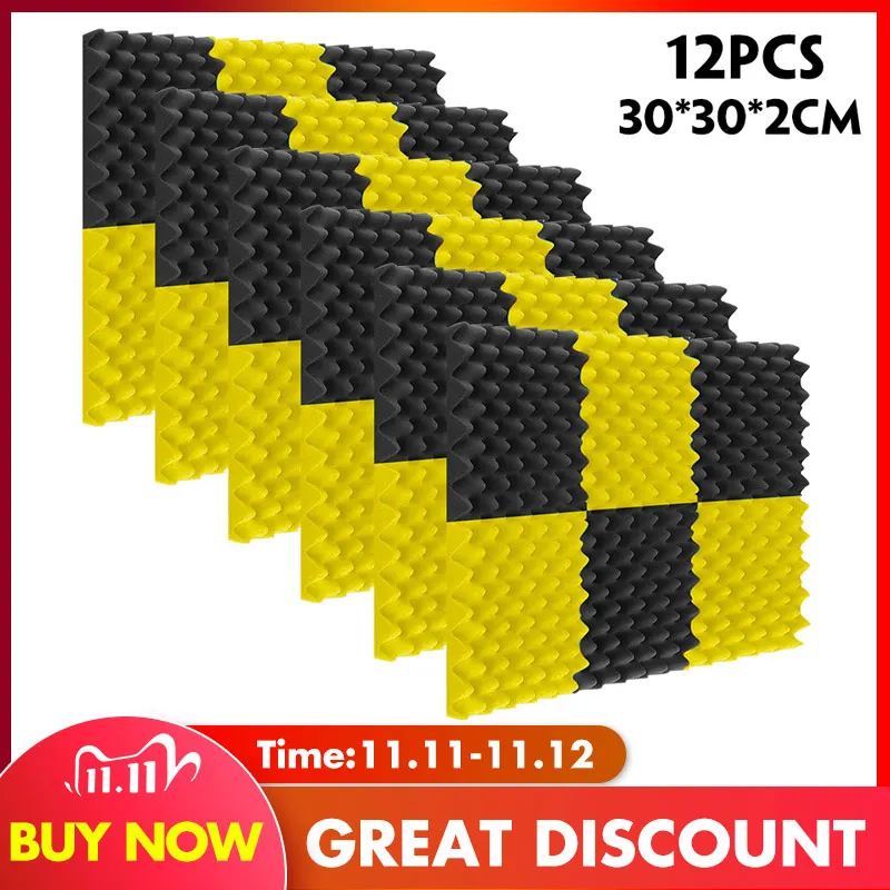 Soundproofing Foam Studio Acoustic Panels Studio Foam Wedges 30x30x2cm Soundproof Absorption Treatment Panel afbeelding
