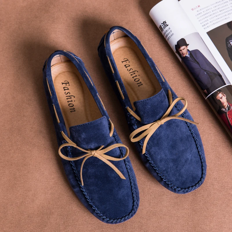 

British Style Men's Casual Loafers Autumn Men's Casual Shoes Moccasins Genuine Leather Flats Shoes Lace Up Men Loafers HC-298
