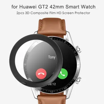 

2pcs Protective Film Case Cover Exquisite Craftsmanship Sturdy Durable Guard Screen Protector for Huawei GT2 42mm Watch