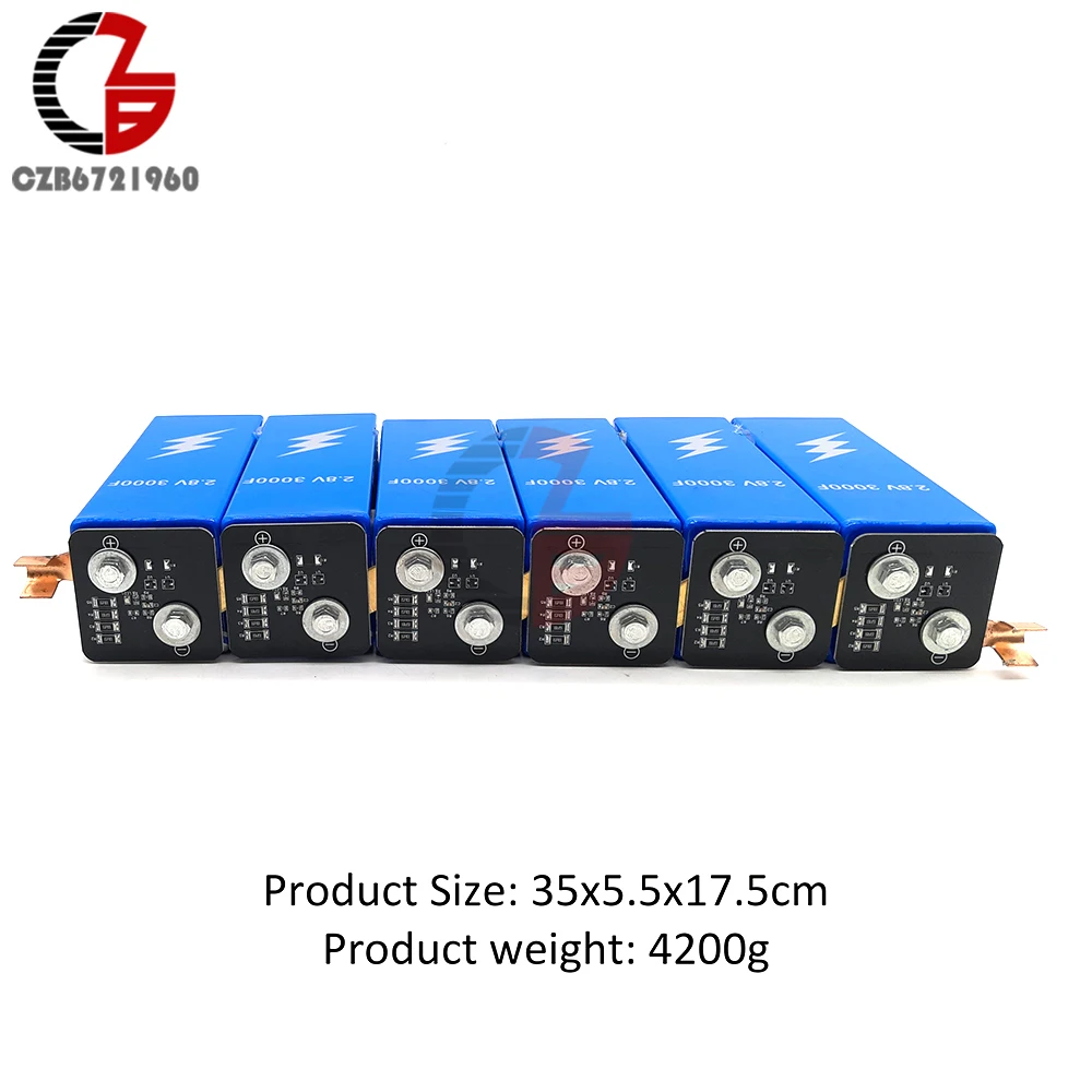 

6Pcs/set Super Farad Capacitor 16.8V 500F with Protection Board Single Row Automotive Capacitor for Auto Car Vehicle DIY