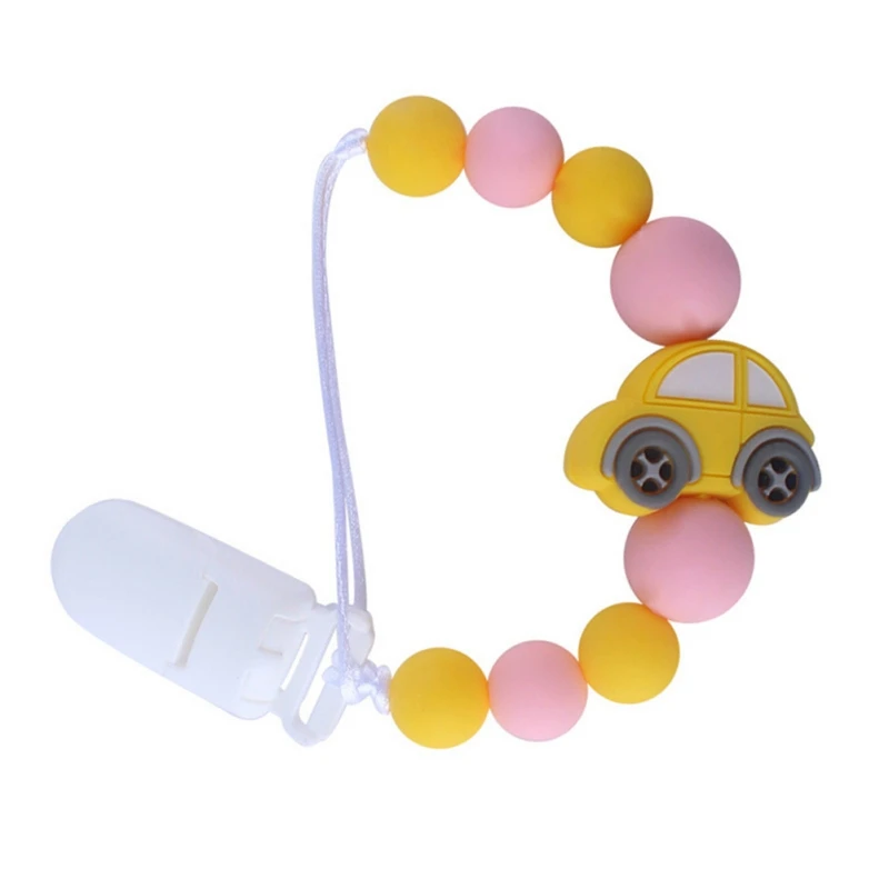 Универсальный держатель для младенцев, девочек и мальчиков, поводок для соски, клипса на цепочке, Детская мультяшная пустышка, бисерные цепочки, прорезыватели для зубов - Цвет: Цвет: желтый