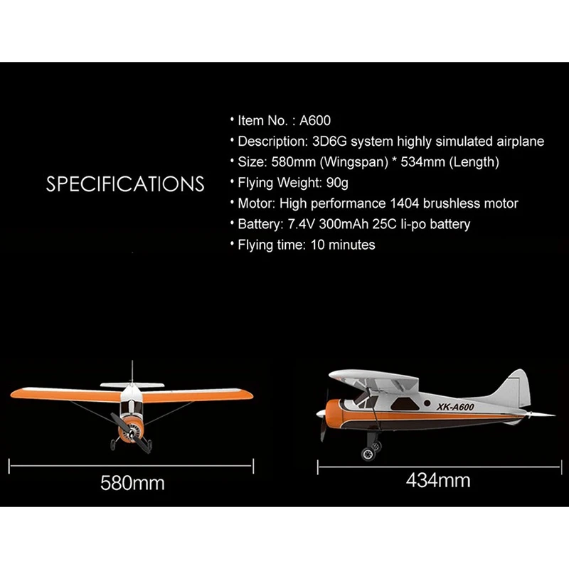 Wltoys Xk Dhc-2 A600 Rc Самолет Rtf 2,4G бесщеточный двигатель 3D/6G пульт дистанционного управления Самолет совместимая FUTABA S-Fhss самолет Rc планер