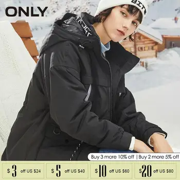 

ONLY Winter Women Printed Letter Print Cinched Waist Cotton Coat| 119322505
