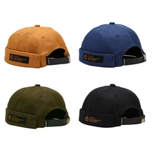 Adjustable French Brimless Hat Mens Vogue Retro Skull Cap Docker Sailor Cap Biker Beanie Retro Sun Hats Vintage Unisex Harajuku