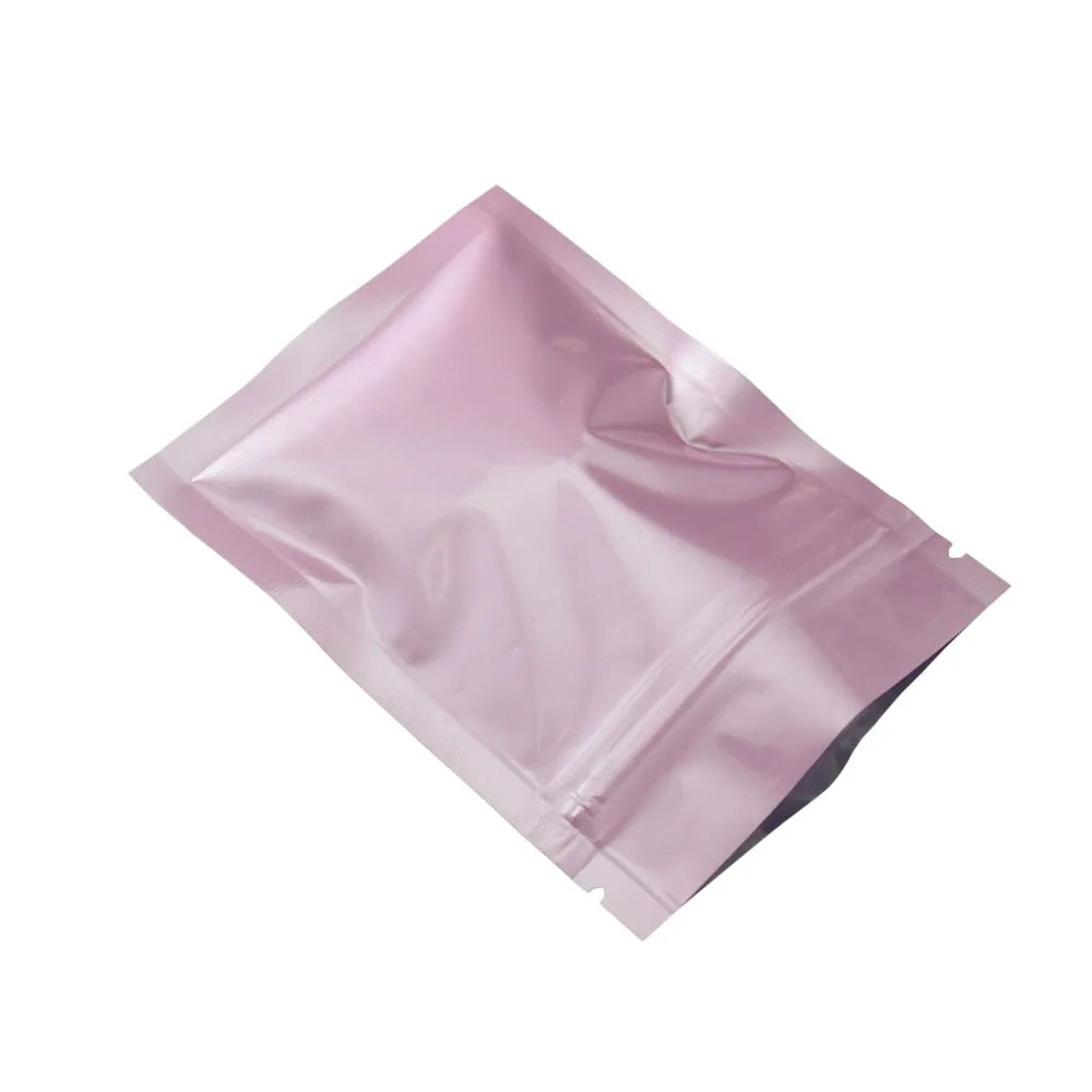 Pink 100 шт./лот, блестящий Майларовый мешочек с замком для самозапечатывания, конфетная пищевая посылка, пакеты из фольги, восстанавливаемые пакеты из алюминиевой фольги, упаковка на молнии - Цвет: Pink