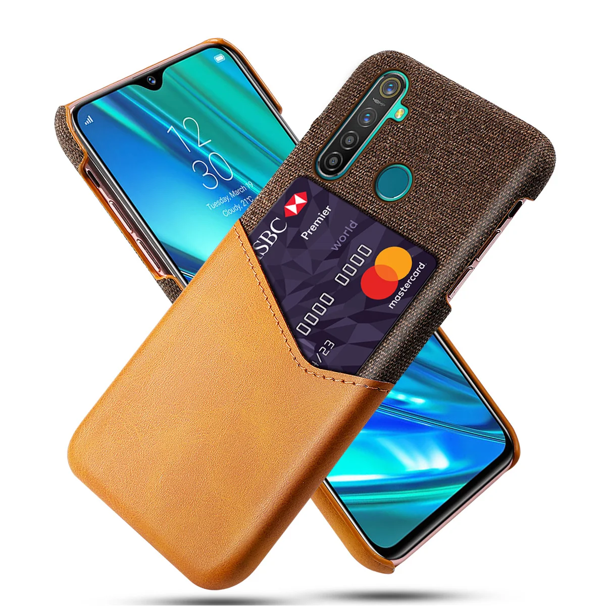 

For Oppo K3 Realme 3 5 Pro Case Leather and Soft Fabric Splicing Shockproof Wallet Cover Oppo Realme 5 Realme5 Case Card Slot