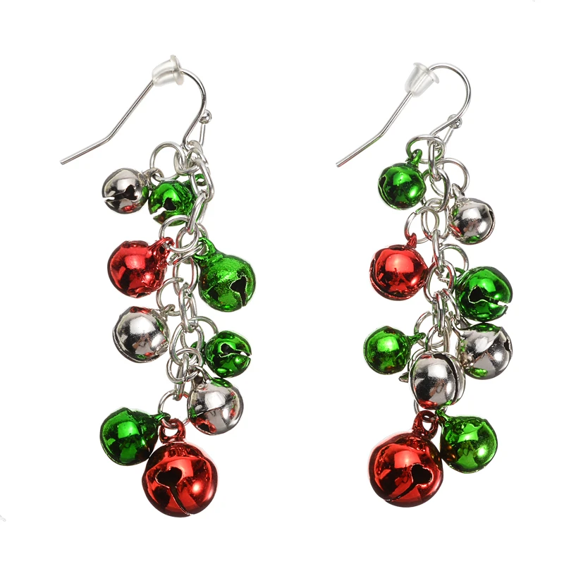 Mixed Color Jingle Bells Long Earring For Women Trendy Christmas Party Bell  Drop Earring Hook Earring New Year Jewelry