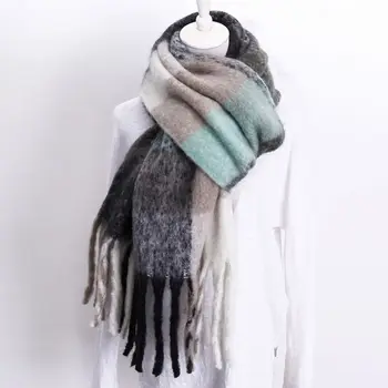 

Womens Artificial Cashmere Scarf Long Tassels Plaid Autumn Winter Warm Shawl
