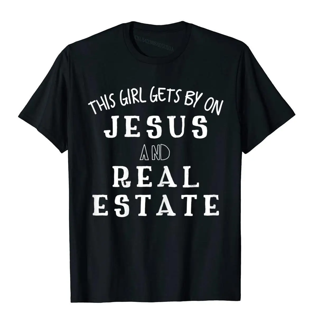 Womens This Girl Gets By On Jesus and Real Estate Realtor T-shirt T-Shirt__B9446black