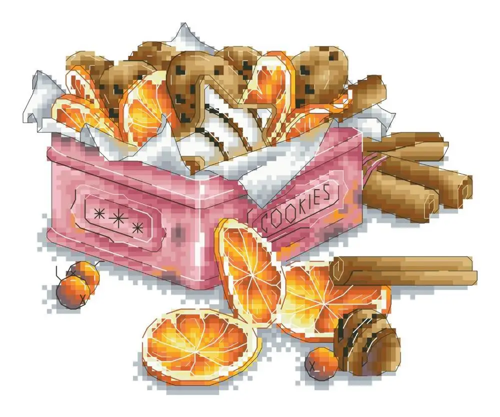 Lemon and cookies cross stitch package 18ct 14ct 11ct white fabric cotton silk thread embroidery DIY handmade needlework