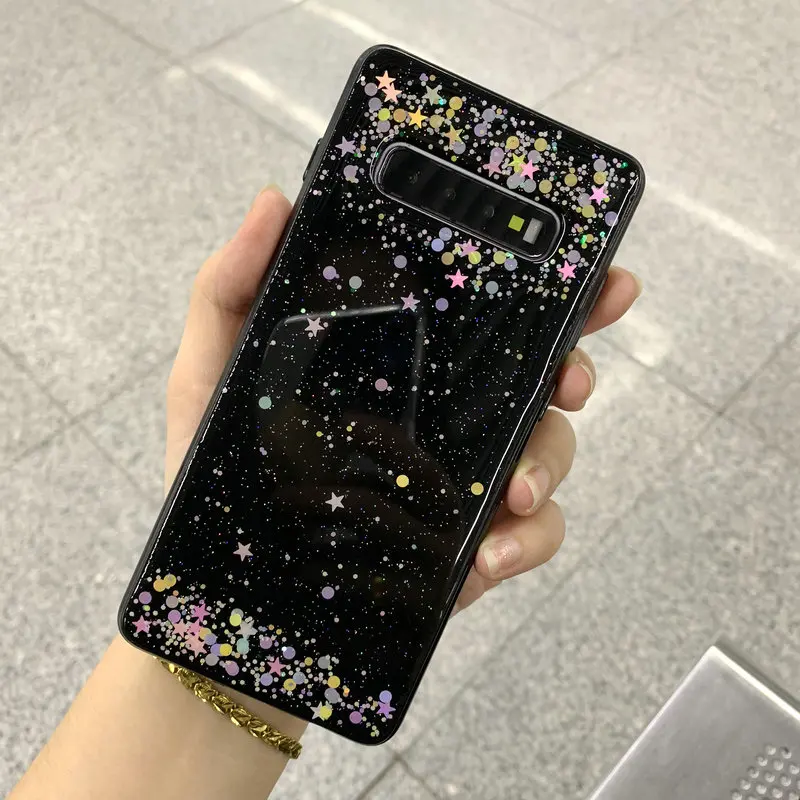 Black 1 Блестящий чехол для телефона LOVECOM для samsung Galaxy Note 10 Pro S11 S11e S10 S9 Plus A20 A30 A50 A70 эпоксидная Прозрачная мягкая задняя крышка из ТПУ - Цвет: Black 1