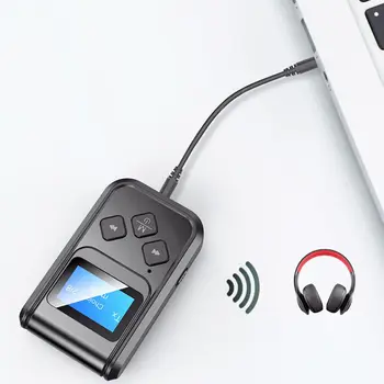 

T15 Bluetooth Adapter Bluetooth 5.0 Audio Receiver Transmitter 3.5MM AUX Jack Stereo LCD Display For PC TV Car 40.2x65.9x14mm