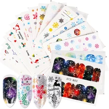 30 Sheets Gift Fashion Snow Flower Winter Decals Manicure DIY Adhesive Christmas Pattern Colorful Decorations Nail Art Stickers