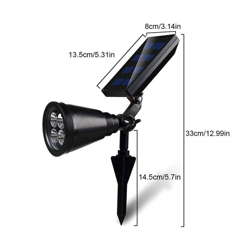 New upgrade Solar Garden Spotlight, Ground Landscape Lights Adjustable Waterproof Outdoor Security Light Auto On/Off for Backyar