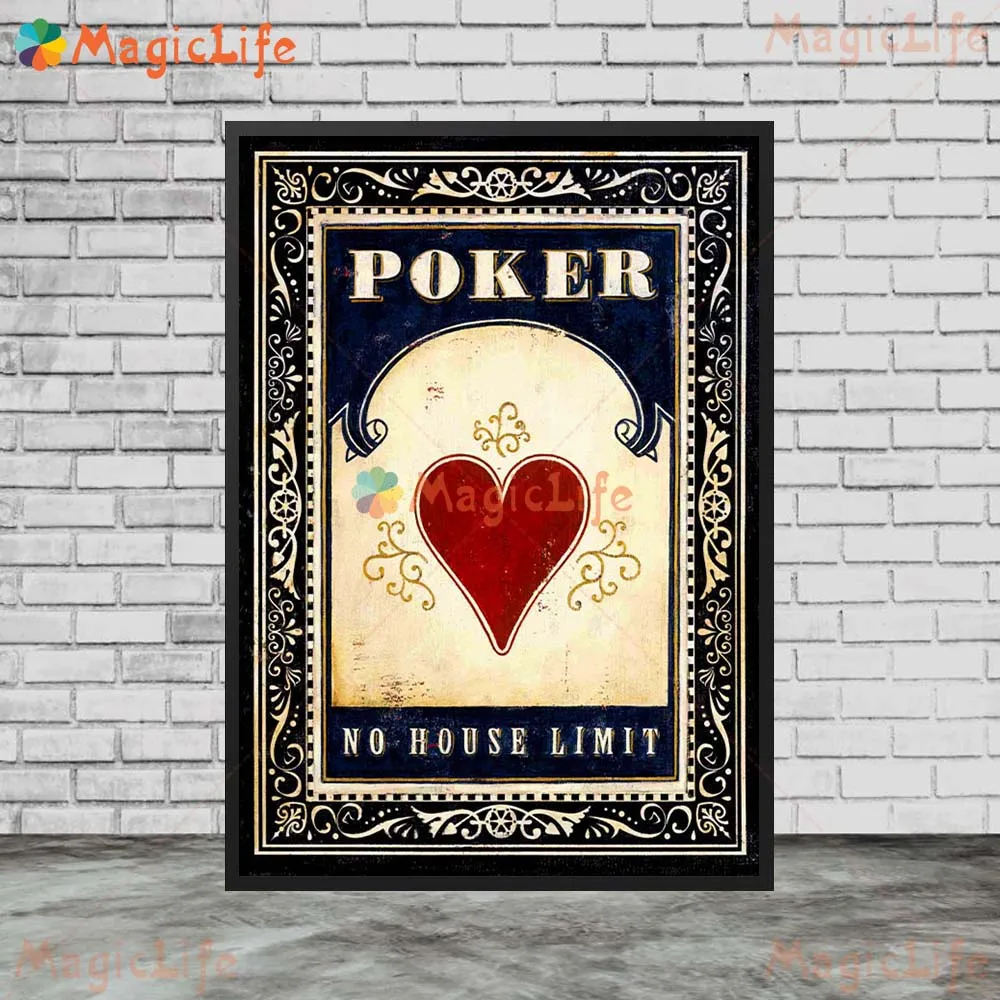 Vintage Poker Las Vegas Casino Playing Cards Wall Art Canvas Painting  Nordic Poster Wall Pictures For Living Room Home Decor - AliExpress