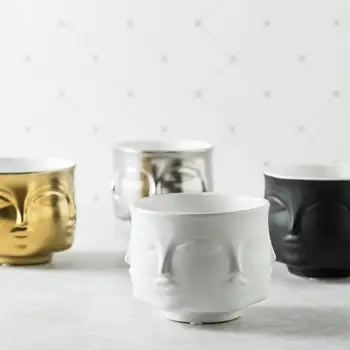 

Nordic Potted Plants Flower Pot Ceramic Man Face Flower Vase Home Decor Accessories Head Figure Design Holder Succulents Plant