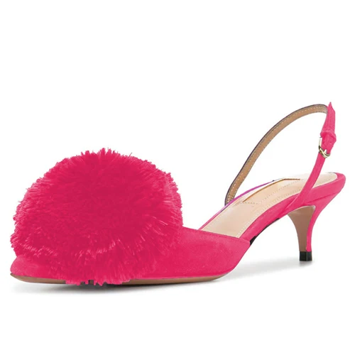 Hot Pink Lovirs/женские туфли-лодочки; синие туфли-лодочки с острым носком на каблуке «рюмочка»; босоножки на низком каблуке; обувь для вечеринки и свадьбы - Цвет: Hot Pink