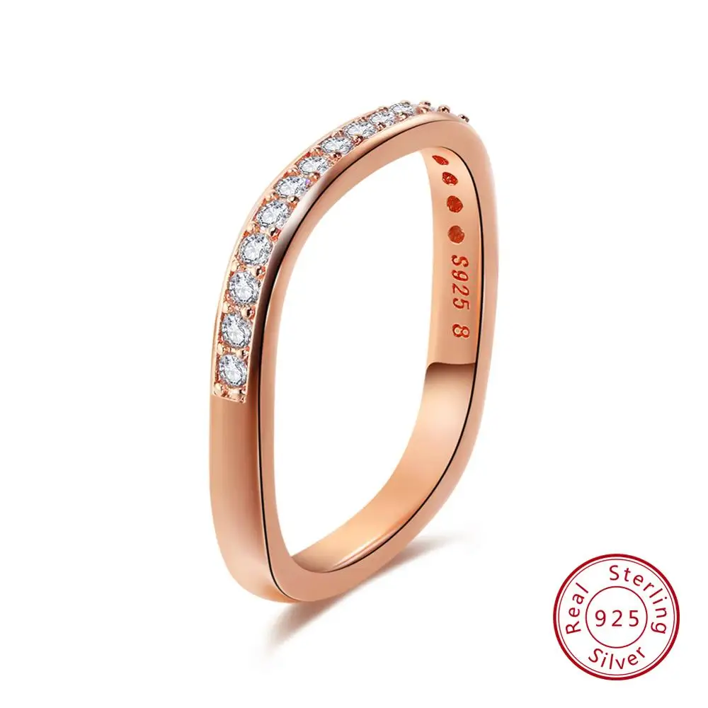 ORSA JEWELS, серебряные кольца из натуральной 925 пробы, сверкающие, AAA CZ, Anel, женское кольцо на палец, Женские Ювелирные изделия для свадьбы, помолвки, SR50 - Цвет камня: SR50  Rose Color