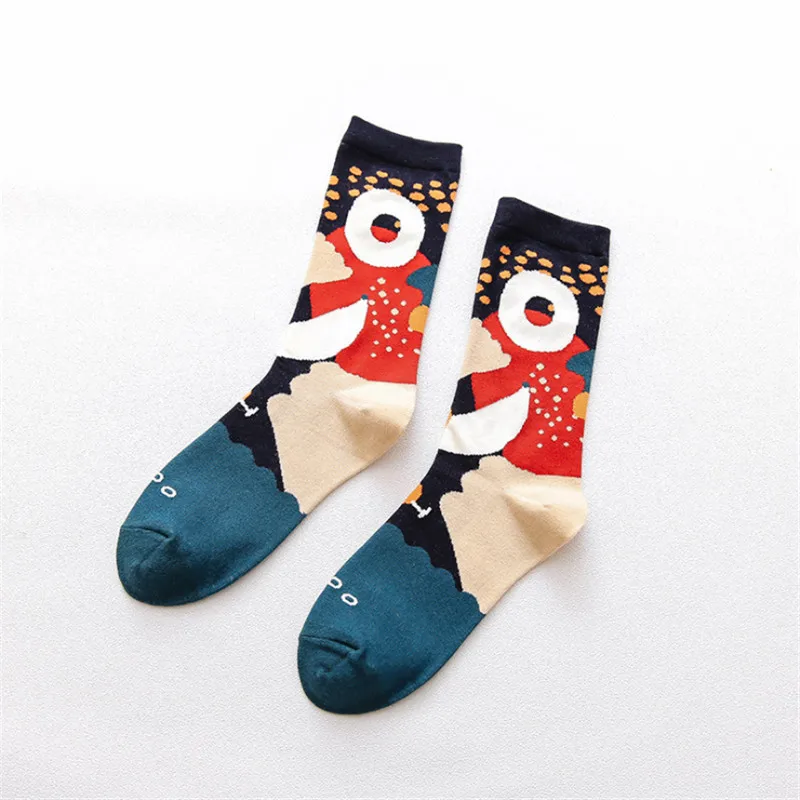 Moda Socmark Осенние Новые счастливые мужские носки/женские забавные подводный мир модные парные носки повседневные хлопковые носки скейтбордиста - Цвет: 52248