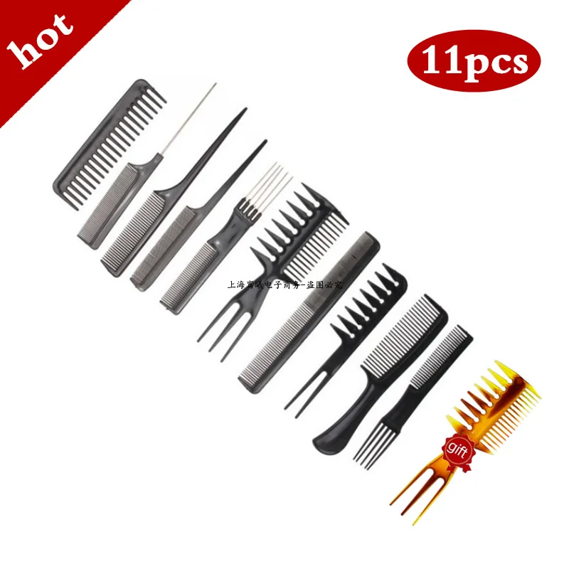 Nuevo 10 unids/set profesional peine cepillo de pelo salón de peluquería peine del pelo del cepillo de pelo de peluquería peines herramientas de diseño para cuidado del cabello regalo gratis