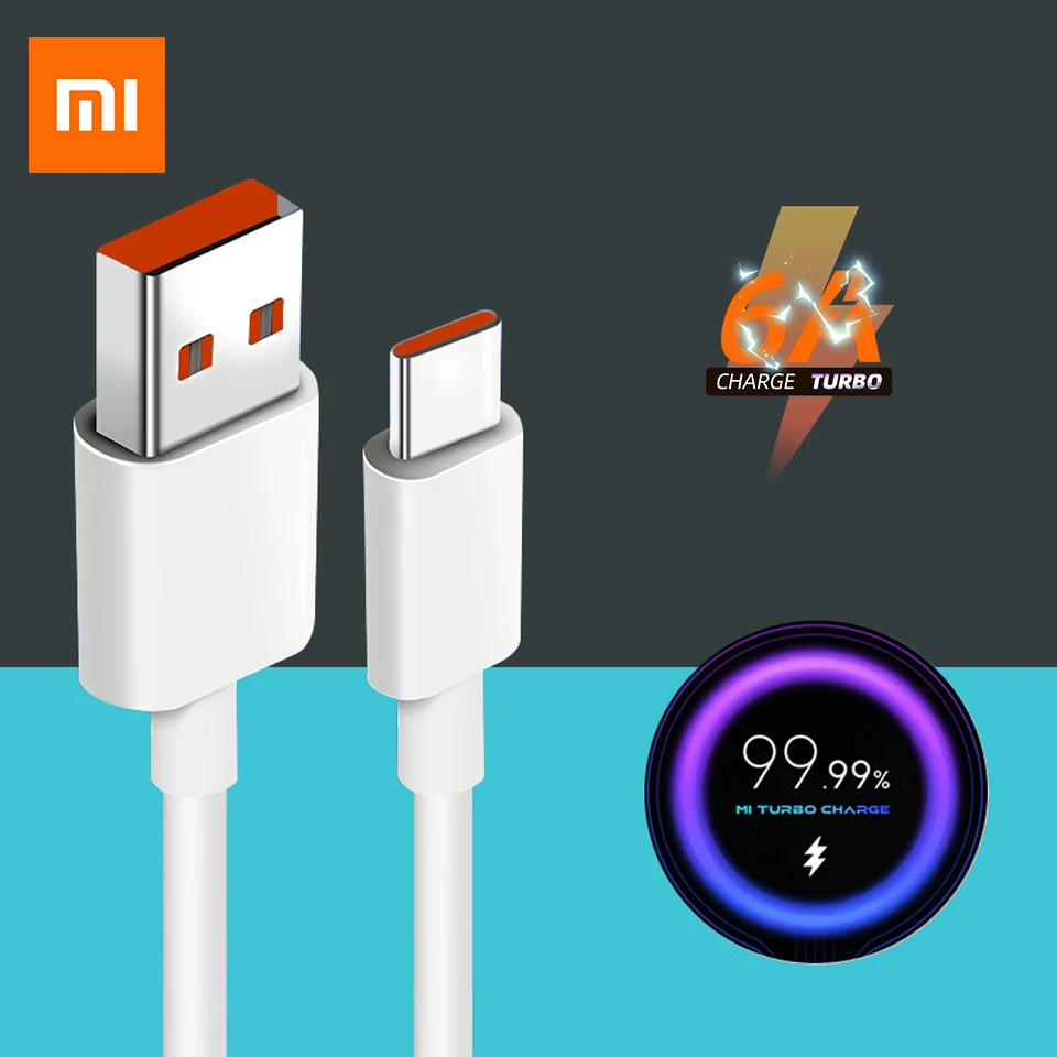Original xiaomi 6a usb tipo c carregador de cabo turbo carregamento rápido xiaomi mi 11 10 pro 5g 9 poco m3 x3 nfc redmi note10 k30s tipo c