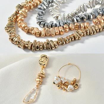 

Irregularly shaped electroplated beads KC gold handmade beaded material DIY bracelet earrings 1pcs