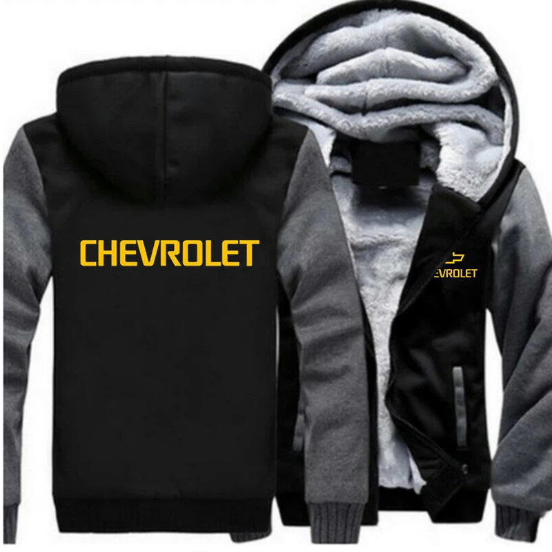 Бренд автомобиля Chevrolet, желтые логотипы, зимние мужские толстовки на молнии, куртки, удобные пальто, модный принт, мужские утепленные толстовки