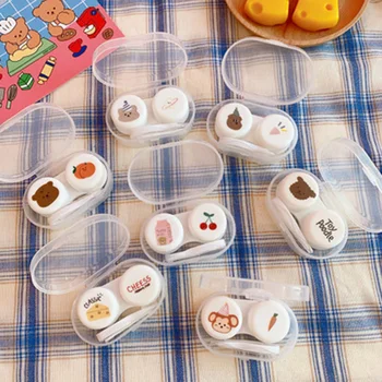 

New Mini Lovely Colorful Bear Cartoon Portable Contact Lens Case For Women Girls Gifts Container Lenses Box Travel Kit Hot Sale
