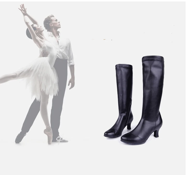 Танцевальные сапоги для латинских танцев женские туфли на высоком каблуке 5 см с мягкой подошвой, танцевальная обувь для джаза для женщин, обувь для латиноамериканских танцев, прогулочная обувь из PU искусственной кожи на резиновой подошве, EU34-41