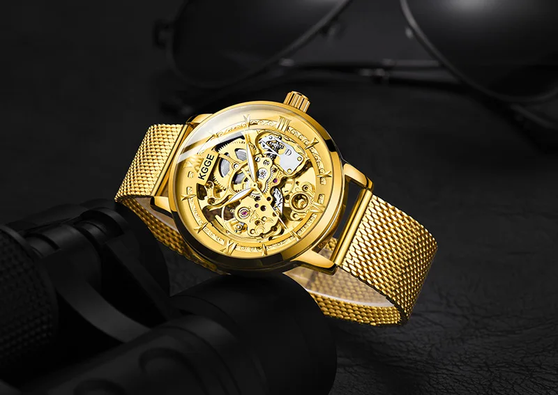 

HVENSHI 2019 Top Brand Luxury Retro Stainless Steel Men Watch Sport Mechanical Skeleton Watches Cool Design Roman numerals Clock