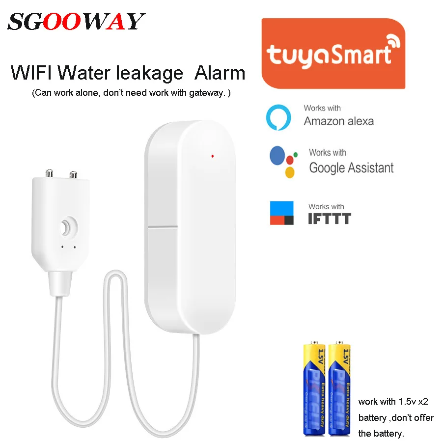 Sgooway Tuya умный Wifi датчик утечки воды детектор сигнализации совместимый с Умной жизнью IFTTT