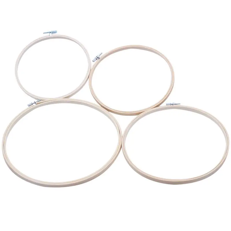 

4x Embroidery hoop bamboo Circle Embroidery cross needle 18 20 23 26cm
