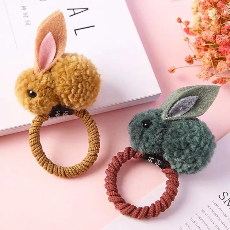 Милое детское кольцо для волос с кроликом, Женский резиновый ободок для волос, корейский головной убор, аксессуары украшения для волос