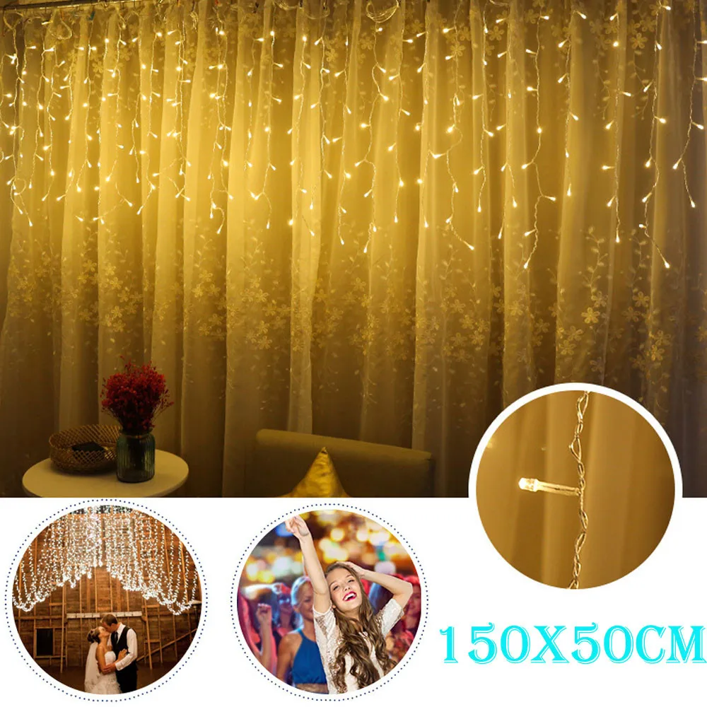 Christmas Garland LED Curtain Icicle String Light IP44 48LEDs Fairy Xmas LED Party Wedding Garden Stage Outdoor Decorative Light