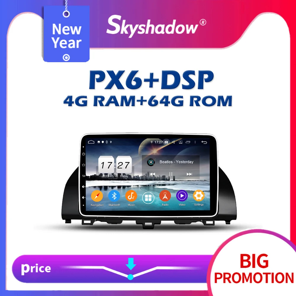 Автомобильный DVD плеер PX6 DSP Android 10 0 4 Гб + 64 IPS TDA7851 GPS карта RDS радио wifi Bluetooth 5 для Honda