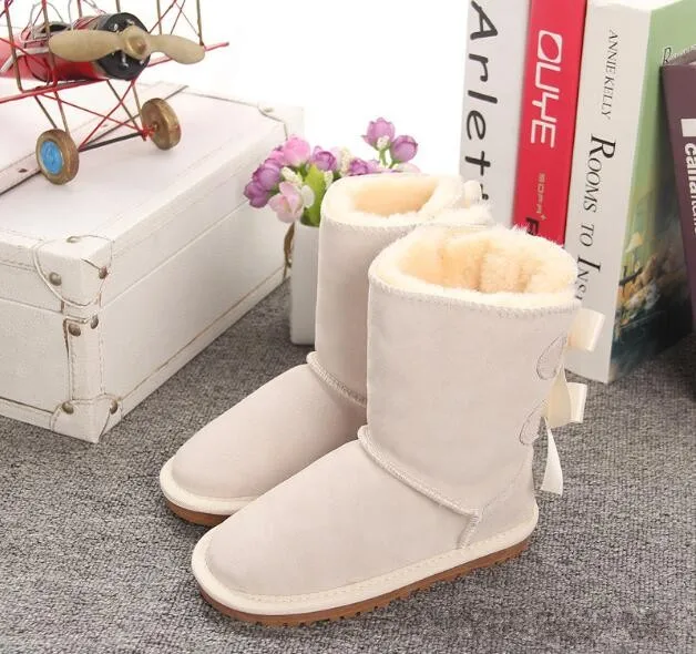 3280 Beige Новинка; теплые зимние сапоги для девочек; зимняя детская обувь; ботинки для девочек с бантом; кожаная обувь для детей; зимняя обувь - Цвет: 3280 Beige