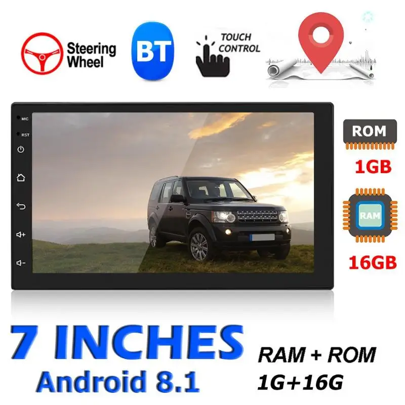 7168 2 DIN 7 дюймов сенсорный экран Android 8,1 1G+ 16G стерео bluetooth 4,0 wifi 12V FM радио gps Navi MP5 мультимедийный плеер