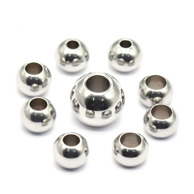 100Pcs Stainless Steel Ball Through Mail Eye Gold Loose Bead Diy Accessories Perforation Drilling Solid Steel Ball 2 3 4 5 6mm Steel