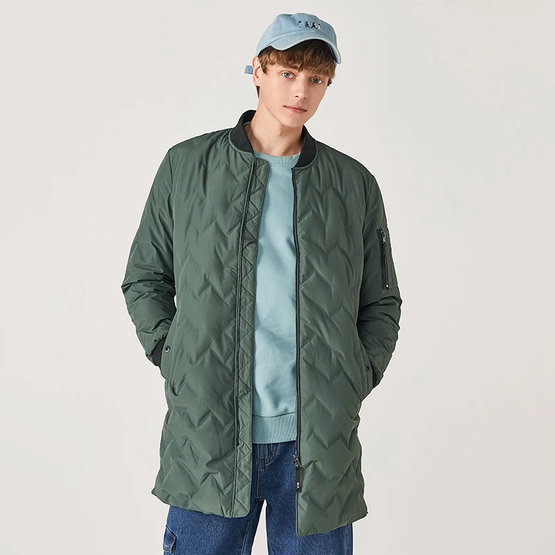 SEMIR пуховик мужской длинный новая зимняя Корейская версия воротник холодная повседневная куртка теплый пуховик мужской - Цвет: green