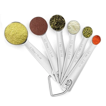 

6 Pack Stainless Steel Measuring Spoons Set ,Easy to Clean & Dishwasher Safe, Accurate Measurement for Food Coffee Spice