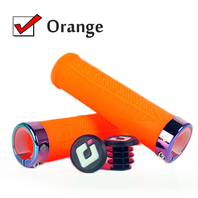ODI Colored Locking Ring Bike Handlebar Grips MTB Soft-Non Slip Grips Damping Aluminum Alloy Lock Ring Cycling Parts Orange