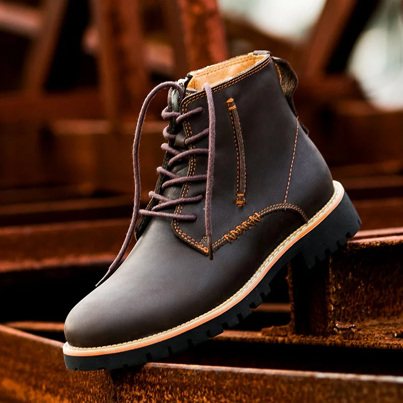 

Winter Martin Boots Men's Korean-style Fashion High Shoes MEN'S SHOES 2019 Hot Selling Casual Full-grain Leather Work Shoes Men'